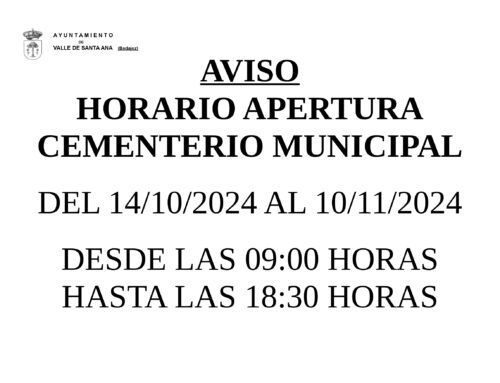 HORARIO CEMENTERIO MUNICIPAL